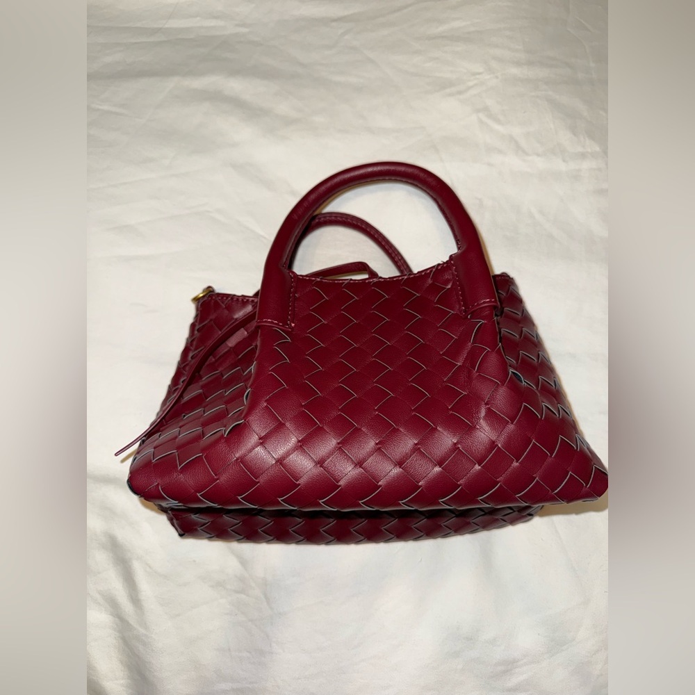 Bergundy Woven Leather Handbag - NWT